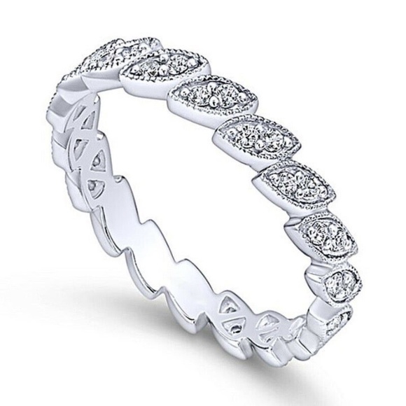 White Sapphire Ring 925 Sterling Silver - Picture 1 of 6